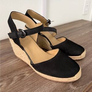 Naturalizer Black Espadrille Wedge Sandals